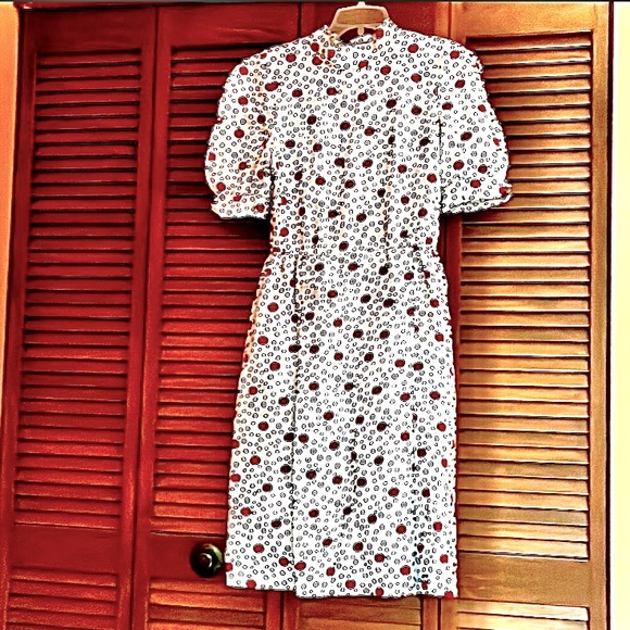 Vintage Carolina Herrera Polka Dot Midi Dress